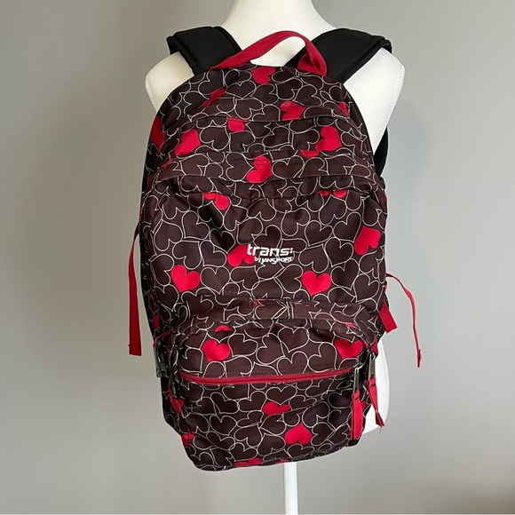 Jansport Bags Jansport Trans Black Red White Heart Print 4 Zippered